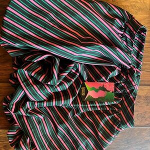 Chic Black and Green Skirt Shorts with Striking Stripes